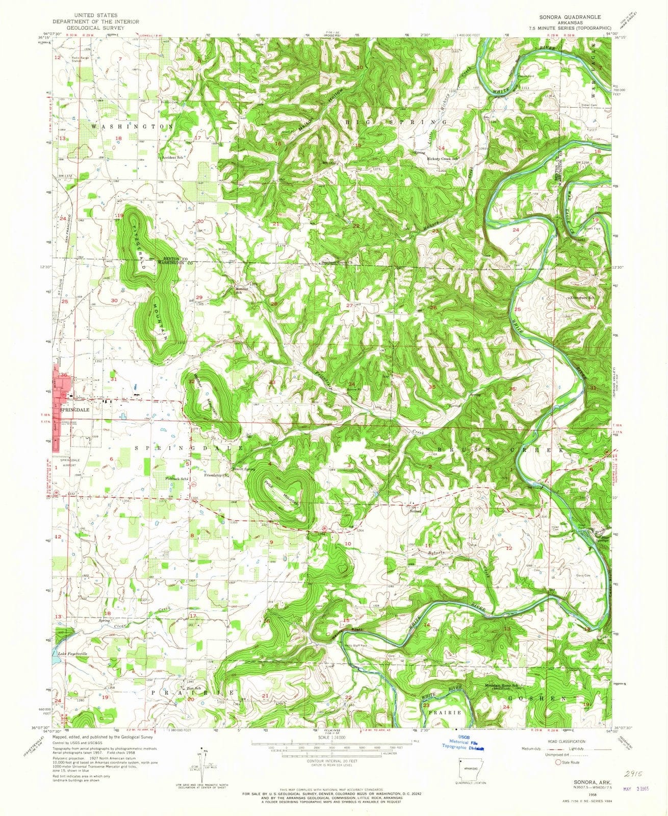 1958 Sonora, AR - Arkansas - USGS Topographic Map