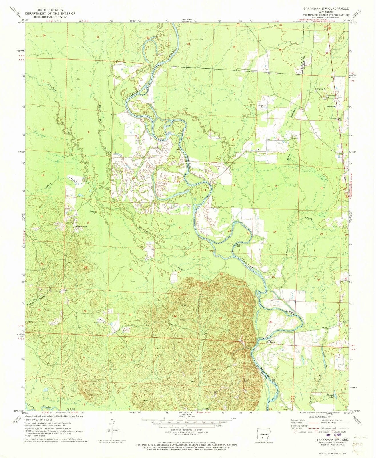 1971 Sparkman, AR - Arkansas - USGS Topographic Map
