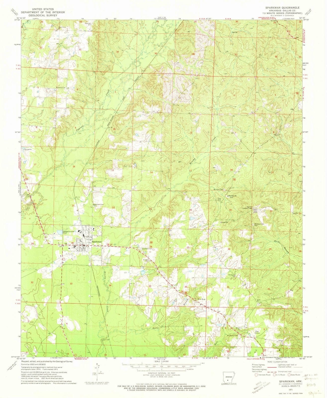 1971 Sparkman, AR - Arkansas - USGS Topographic Map v2