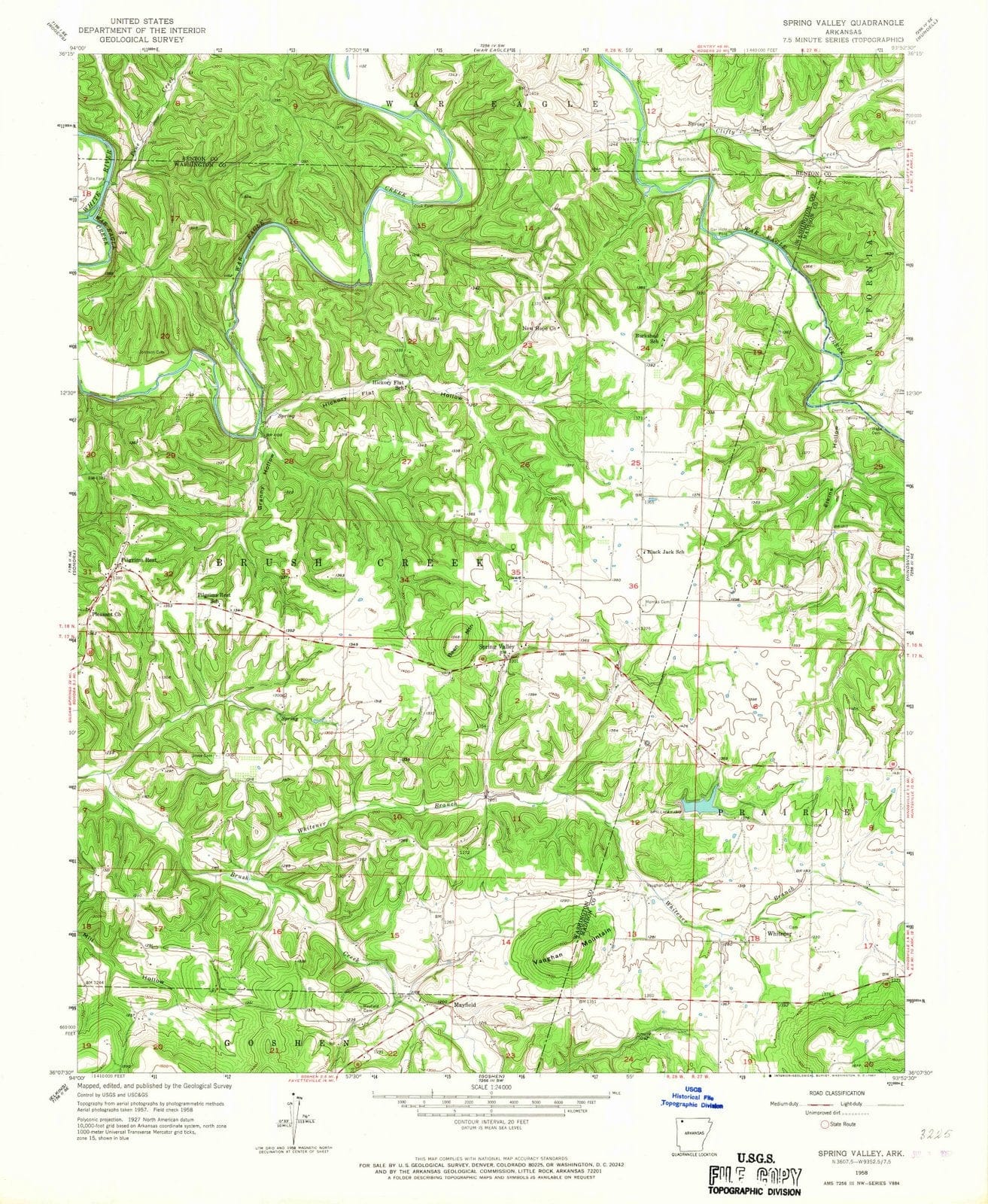 1958 Spring Valley, AR - Arkansas - USGS Topographic Map