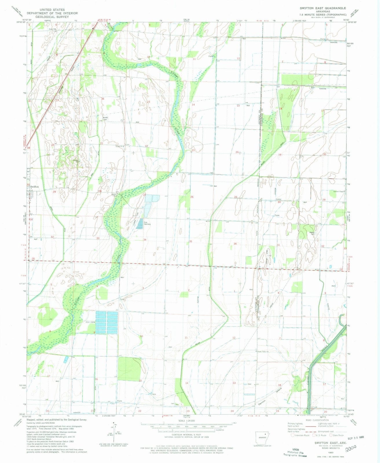1980 Swifton East, AR - Arkansas - USGS Topographic Map