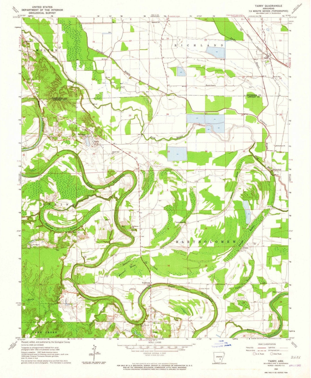 1964 Tarry, AR - Arkansas - USGS Topographic Map