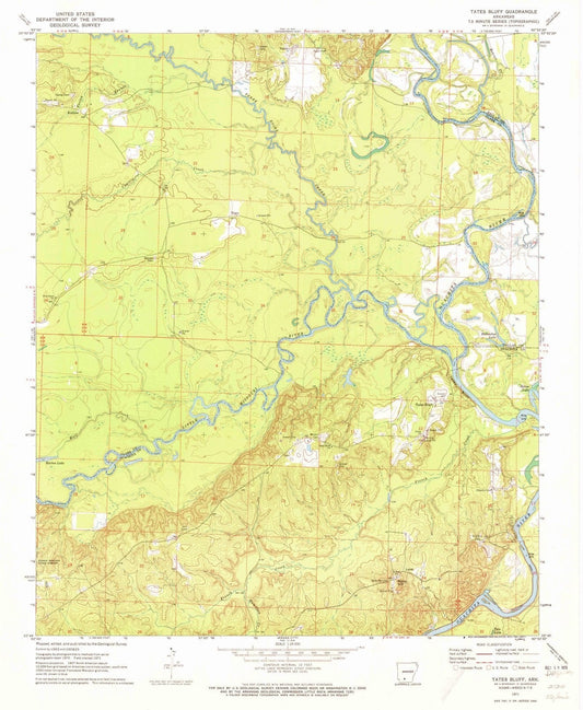 1971 Tates Bluff, AR - Arkansas - USGS Topographic Map