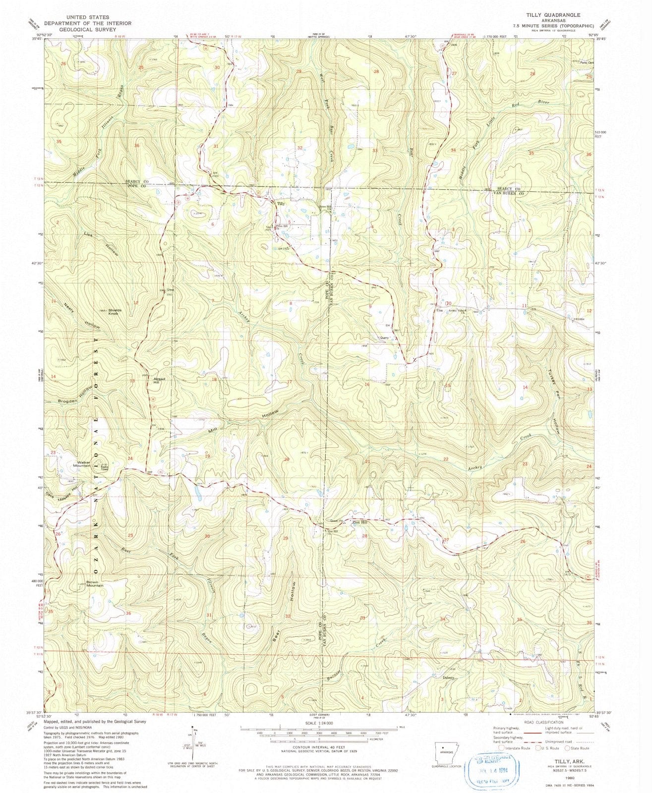 1980 Tilly, AR - Arkansas - USGS Topographic Map