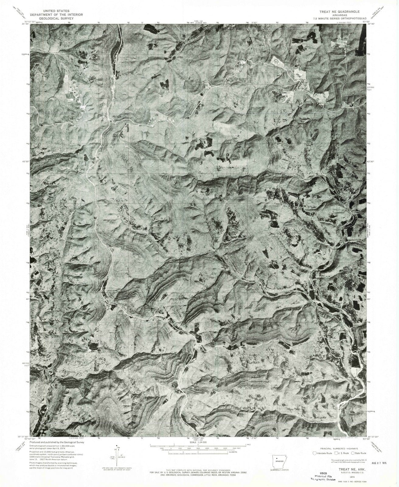 1974 Treat, AR - Arkansas - USGS Topographic Map