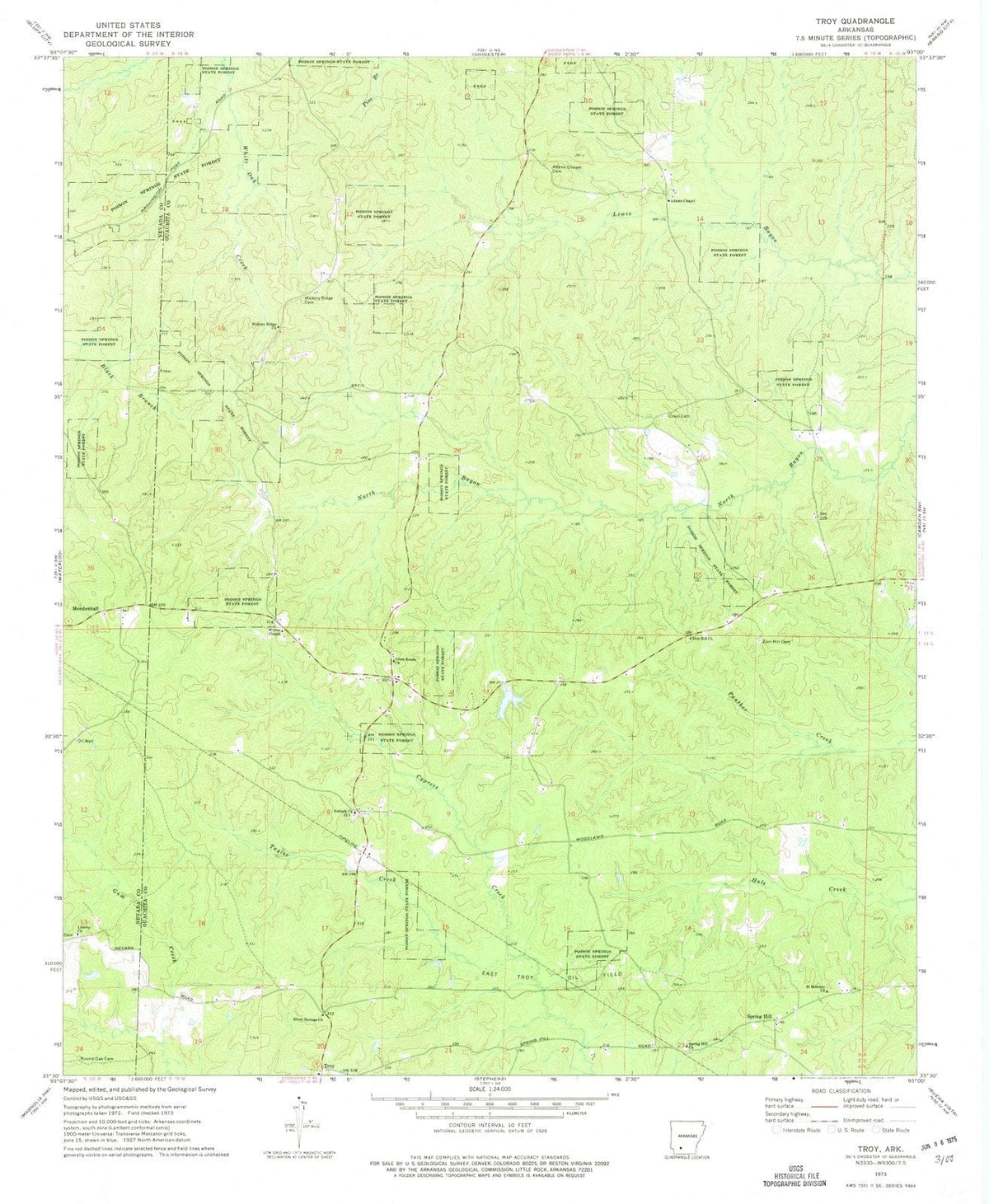 1973 Troy, AR - Arkansas - USGS Topographic Map