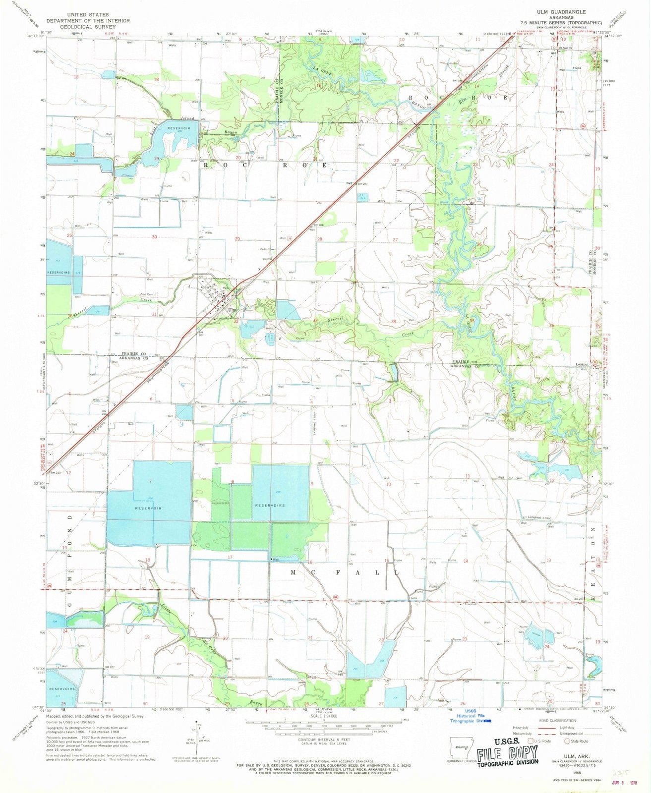 1968 ULM, AR - Arkansas - USGS Topographic Map