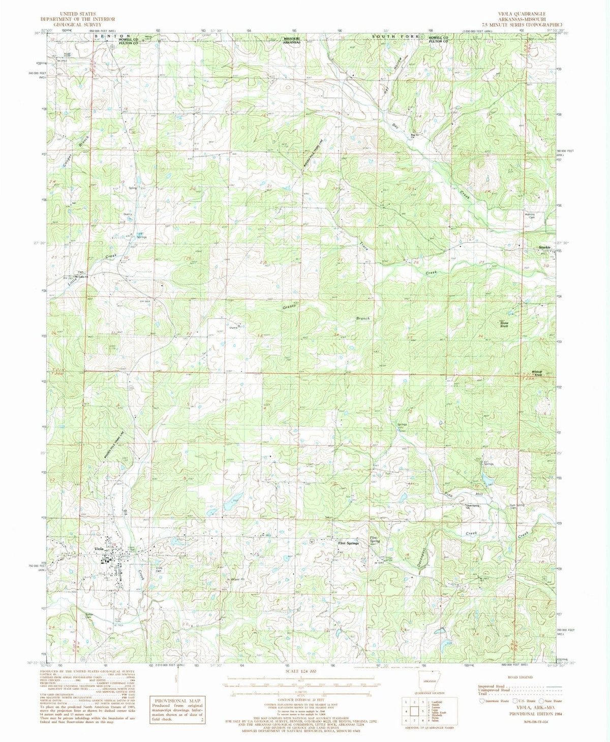 1984 Viola, AR - Arkansas - USGS Topographic Map