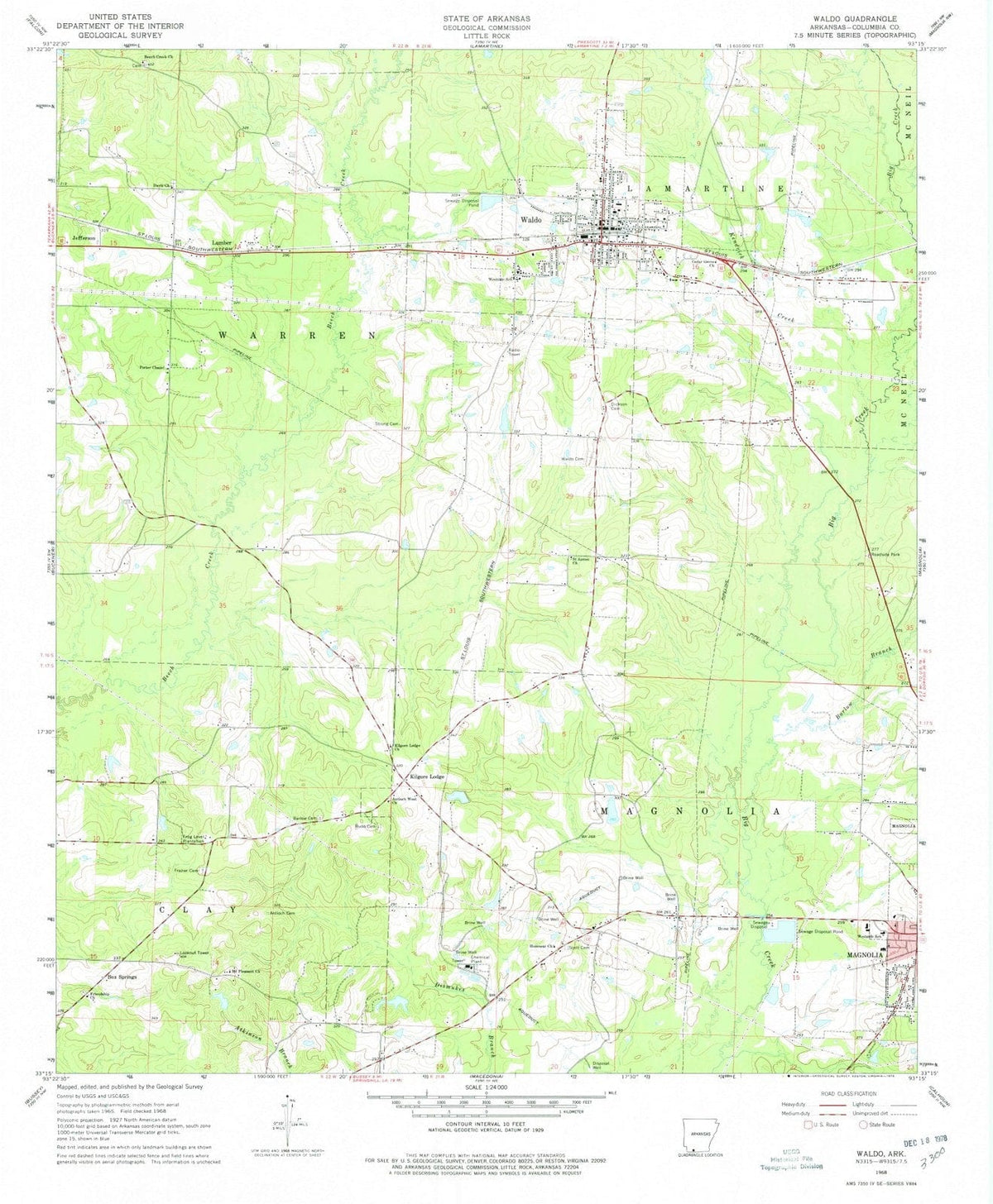 1968 Waldo, AR - Arkansas - USGS Topographic Map