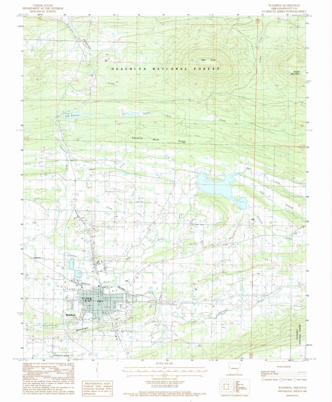 1983 Waldron, AR - Arkansas - USGS Topographic Map
