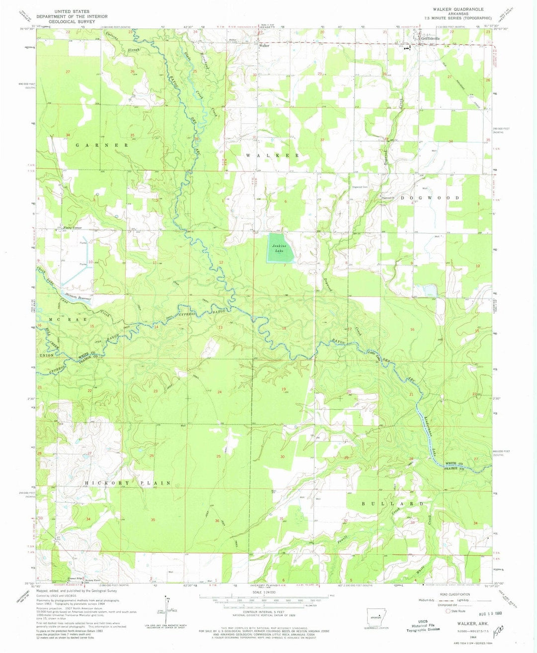 1964 Walker, AR - Arkansas - USGS Topographic Map