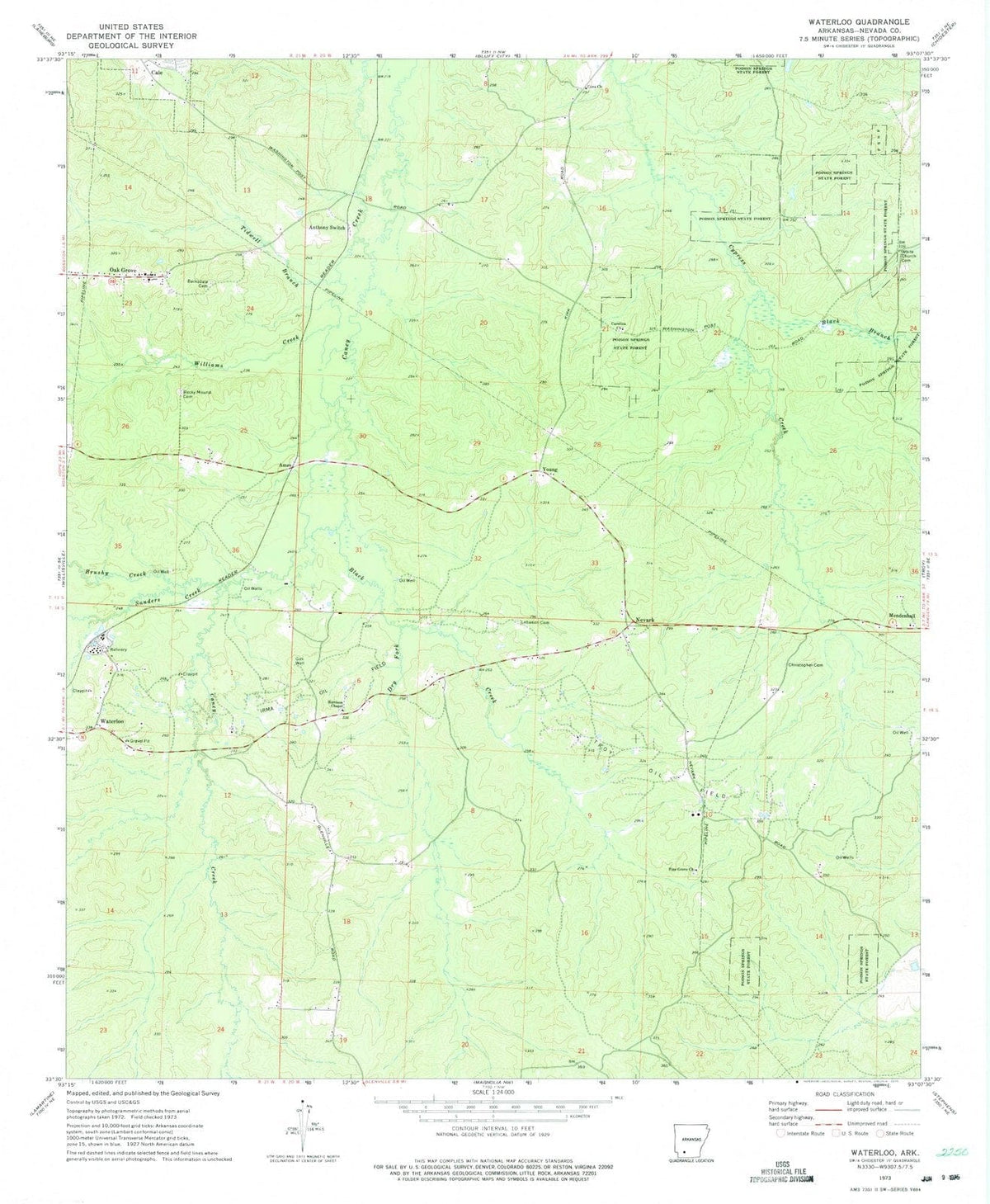 1973 Waterloo, AR - Arkansas - USGS Topographic Map