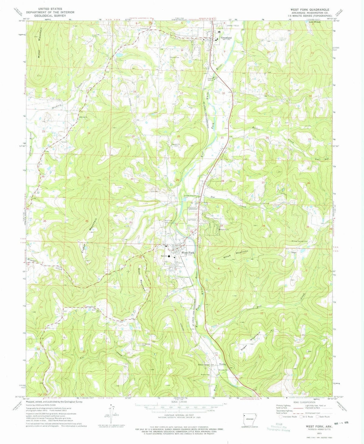 1973 West Fork, AR - Arkansas - USGS Topographic Map