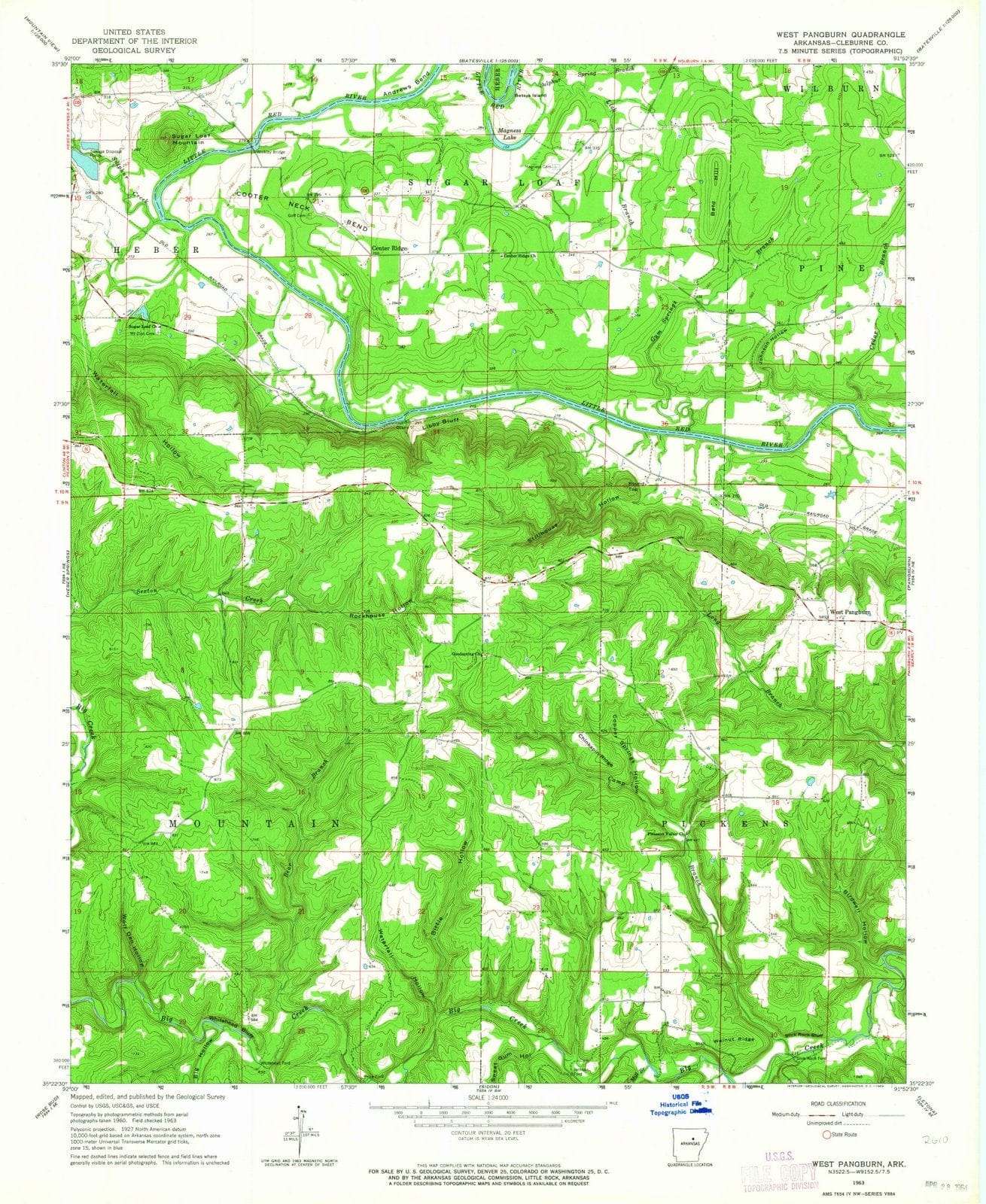 1963 West Pangburn, AR - Arkansas - USGS Topographic Map