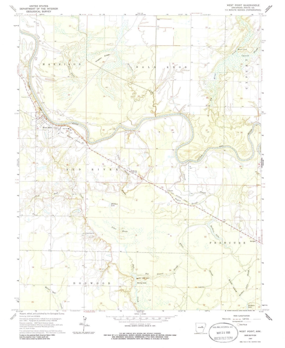 1964 West Point, AR - Arkansas - USGS Topographic Map