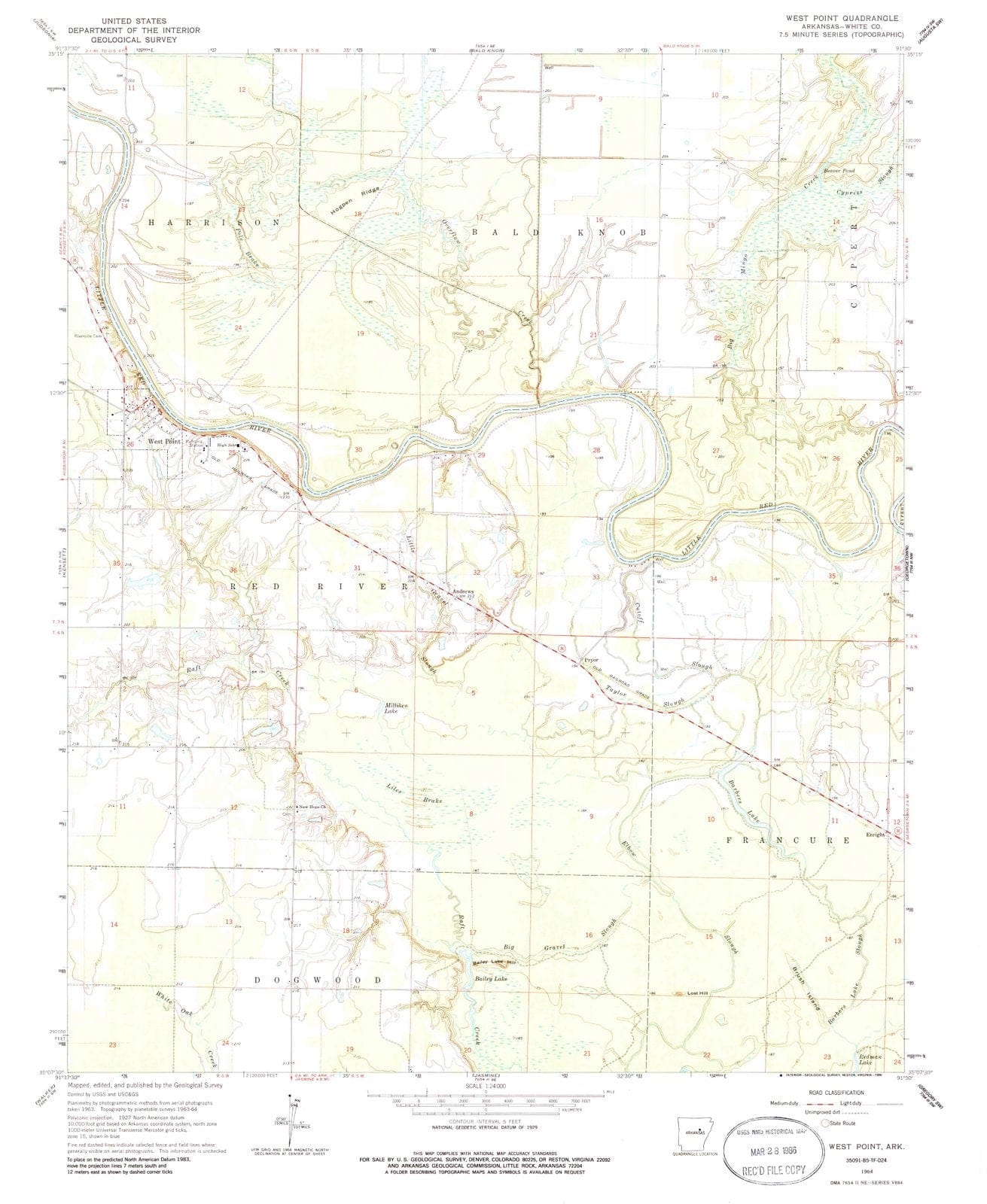 1964 West Point, AR - Arkansas - USGS Topographic Map