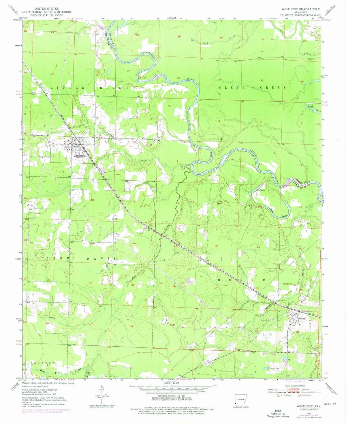 1950 Winthrop, AR - Arkansas - USGS Topographic Map