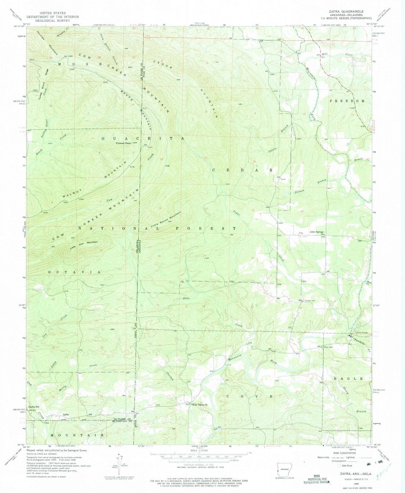 1958 Zafra, OK - Oklahoma - USGS Topographic Map