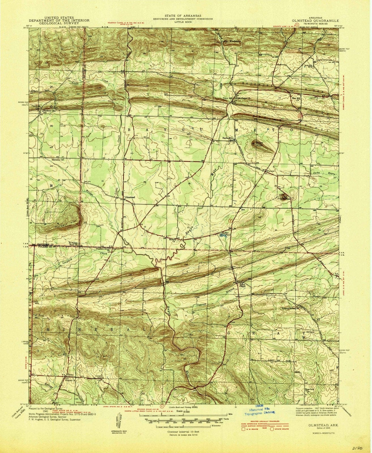 1941 Olmstead, AR - Arkansas - USGS Topographic Map