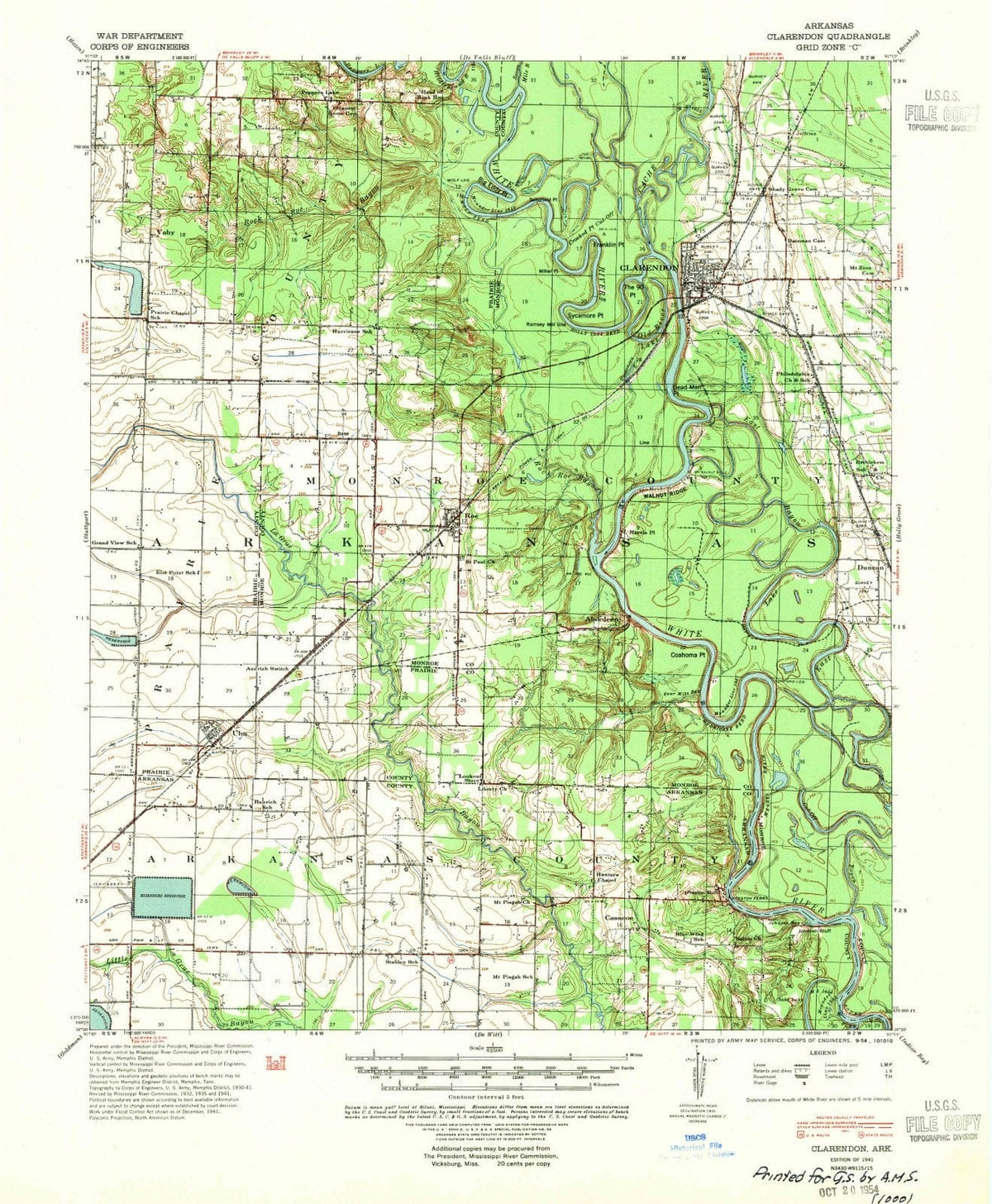 1941 Clarendon, AR - Arkansas - USGS Topographic Map