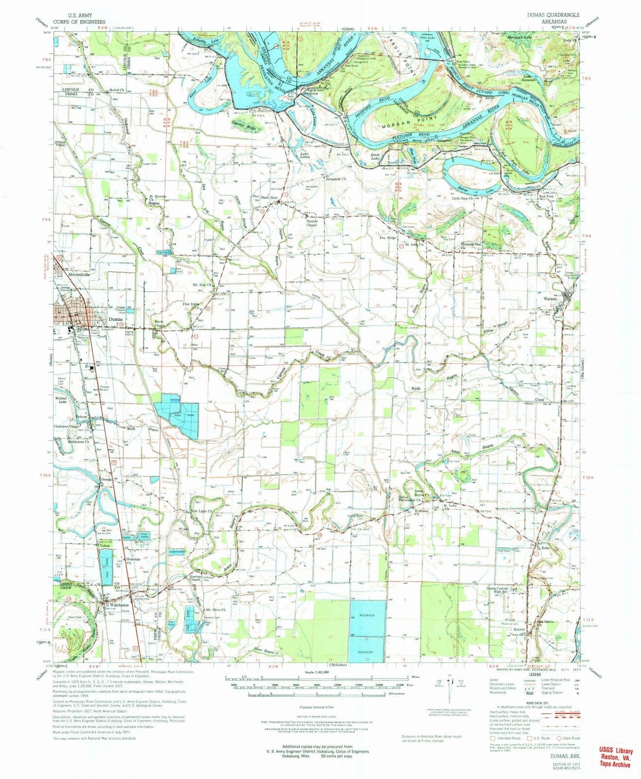 1971 Dumas, AR - Arkansas - USGS Topographic Map