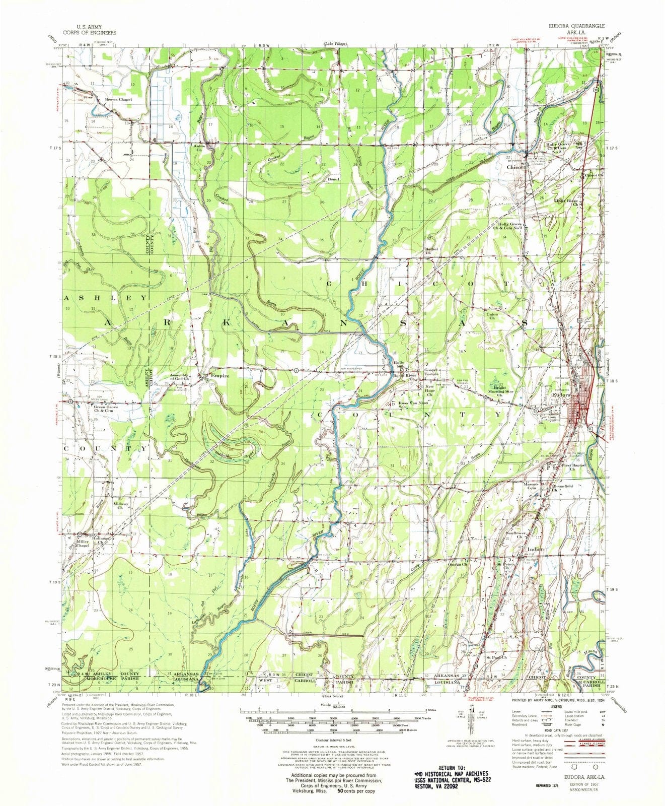 1957 Eudora, AR - Arkansas - USGS Topographic Map