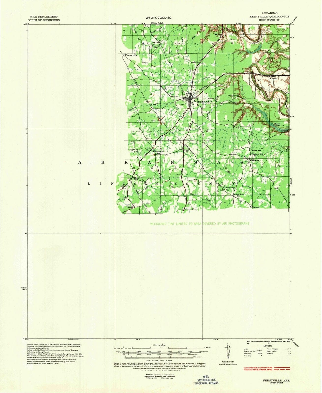1935 Feenyville, AR - Arkansas - USGS Topographic Map