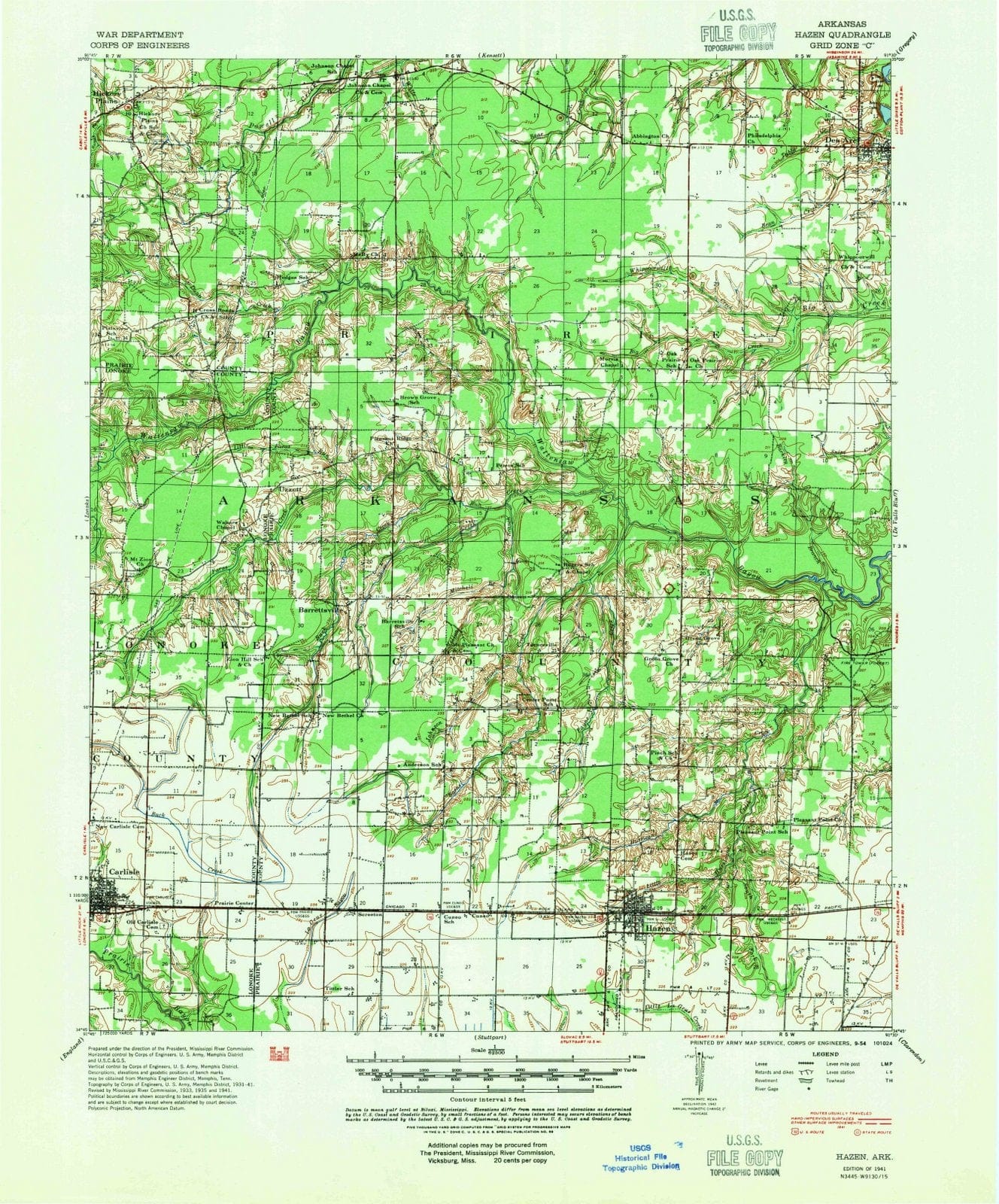 1941 Hazen, AR - Arkansas - USGS Topographic Map