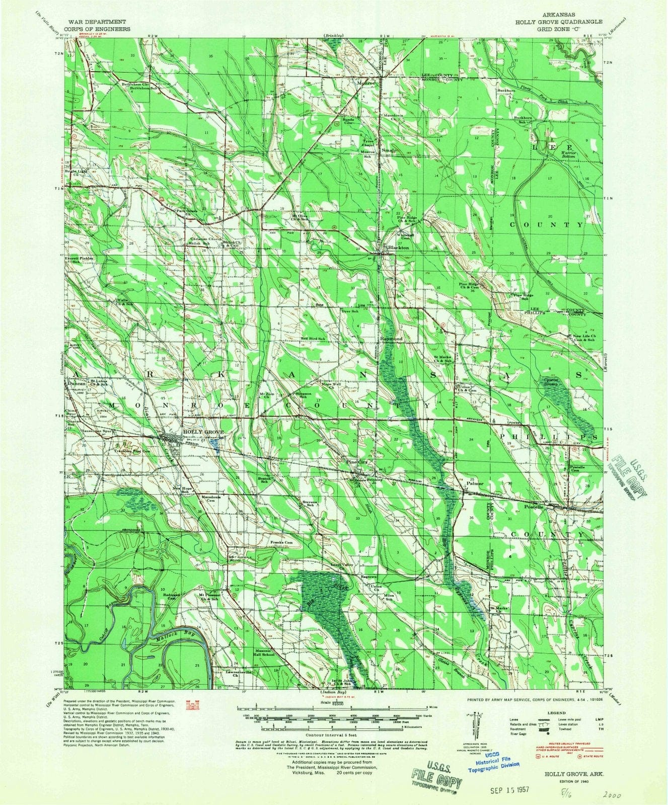 1940 Holly Grove, AR - Arkansas - USGS Topographic Map