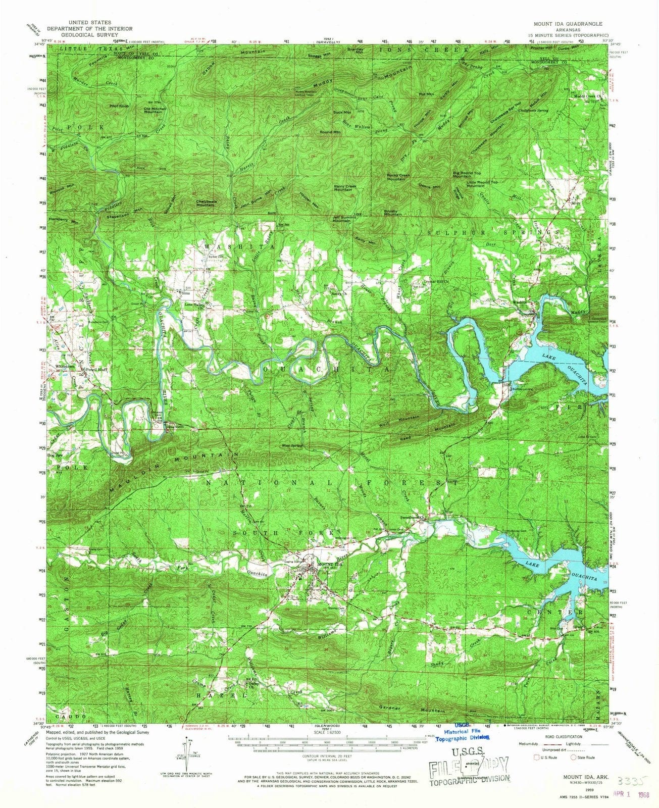 1959 Mount Ida, AR - Arkansas - USGS Topographic Map