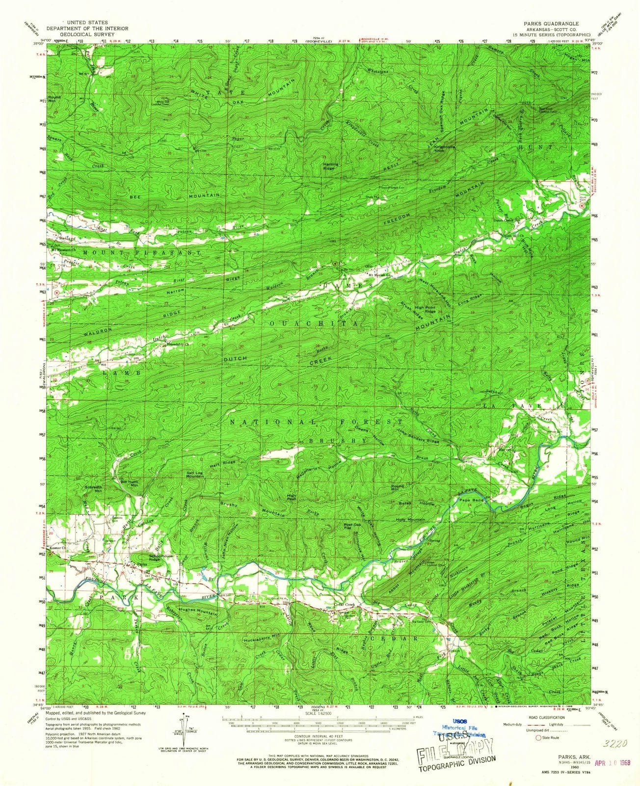 1960 Parks, AR - Arkansas - USGS Topographic Map