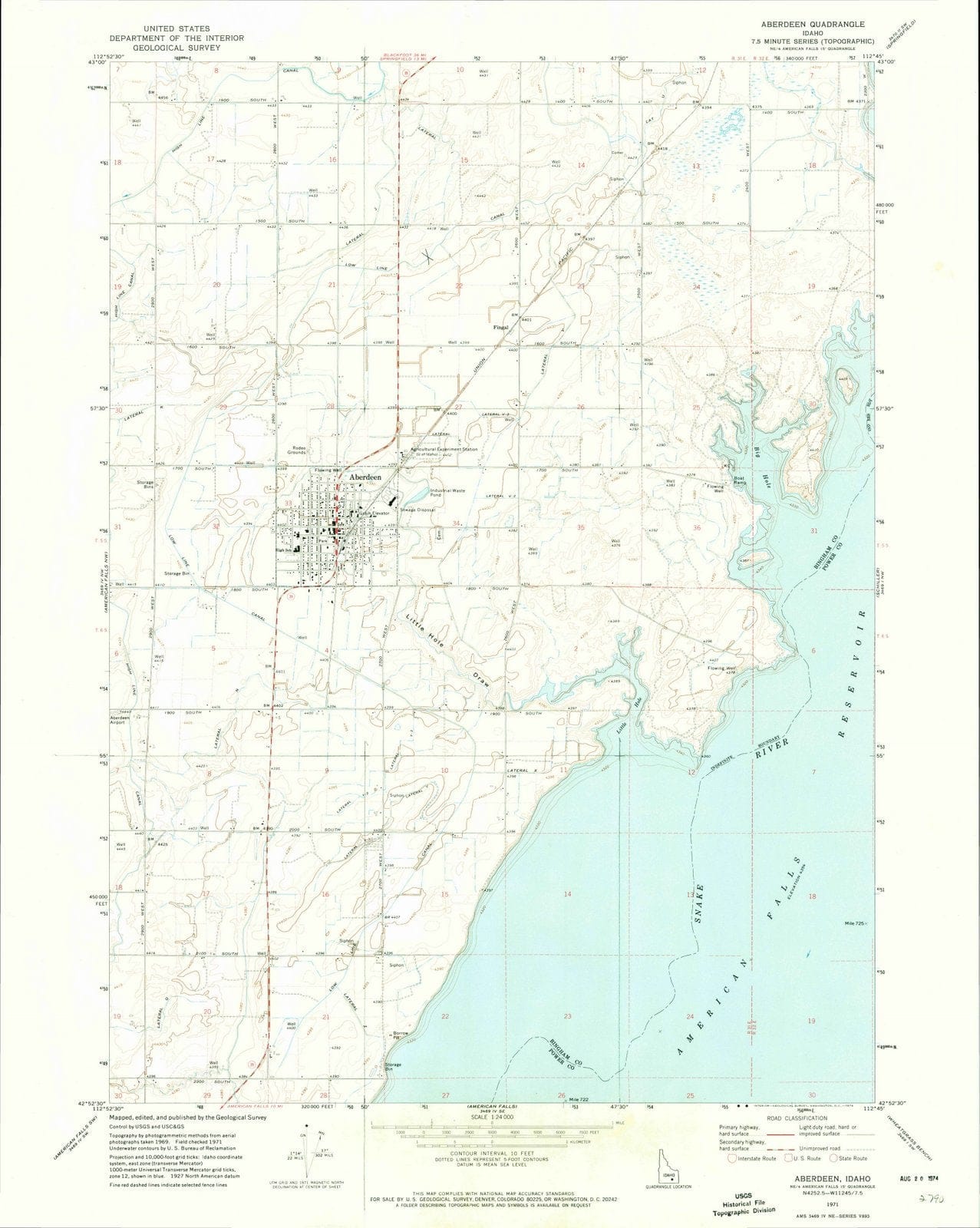 1971 Aberdeen, ID - Idaho - USGS Topographic Map