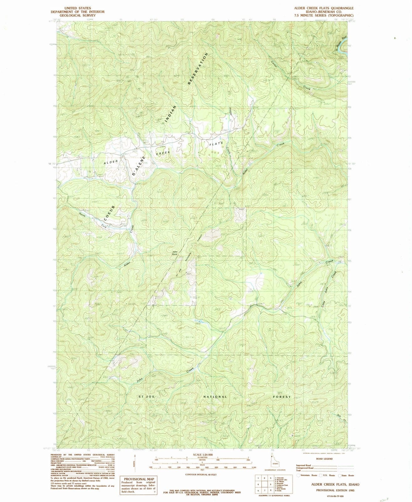 1985 Alder Creek Flats, ID - Idaho - USGS Topographic Map