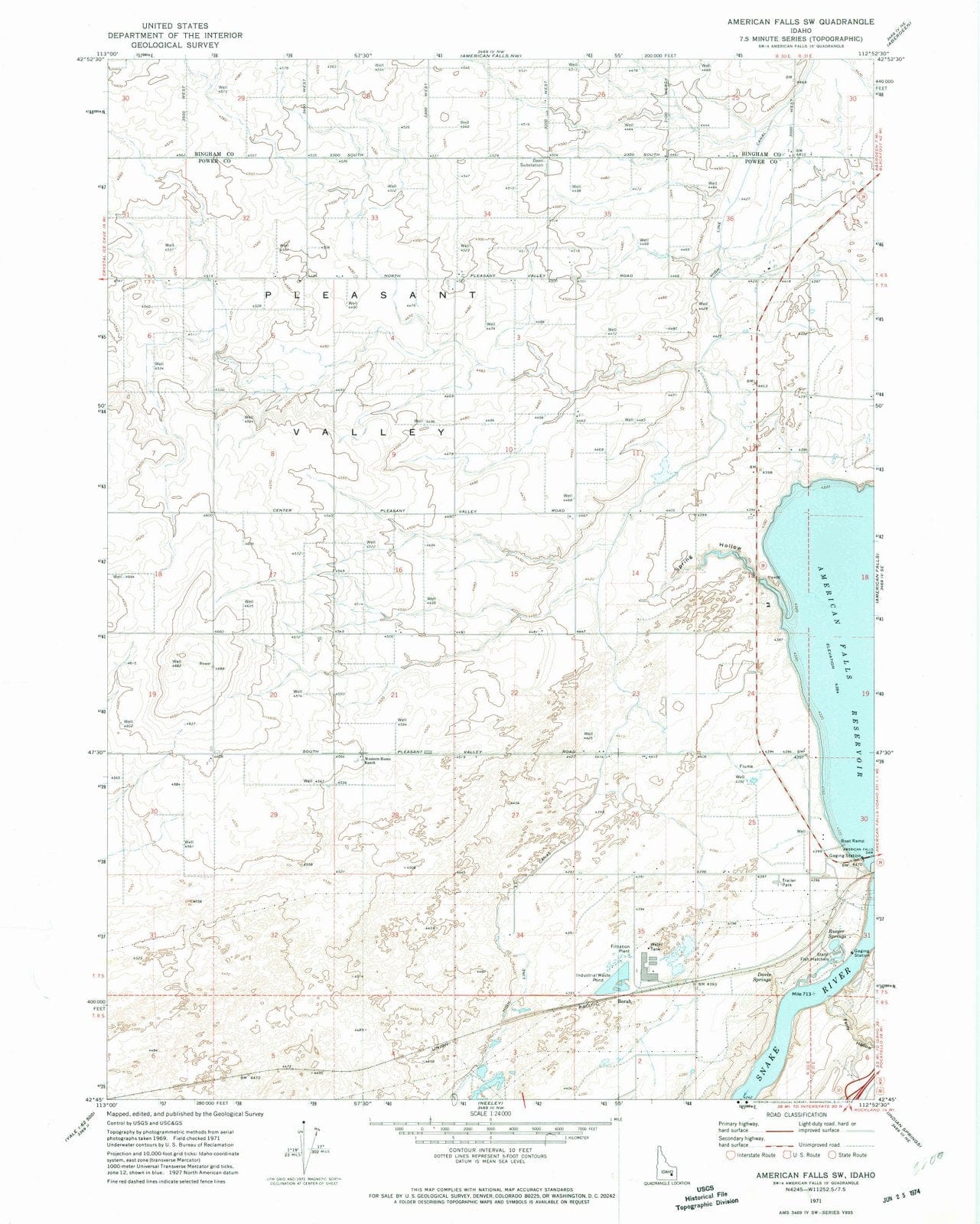 1971 American Falls, ID - Idaho - USGS Topographic Map v2