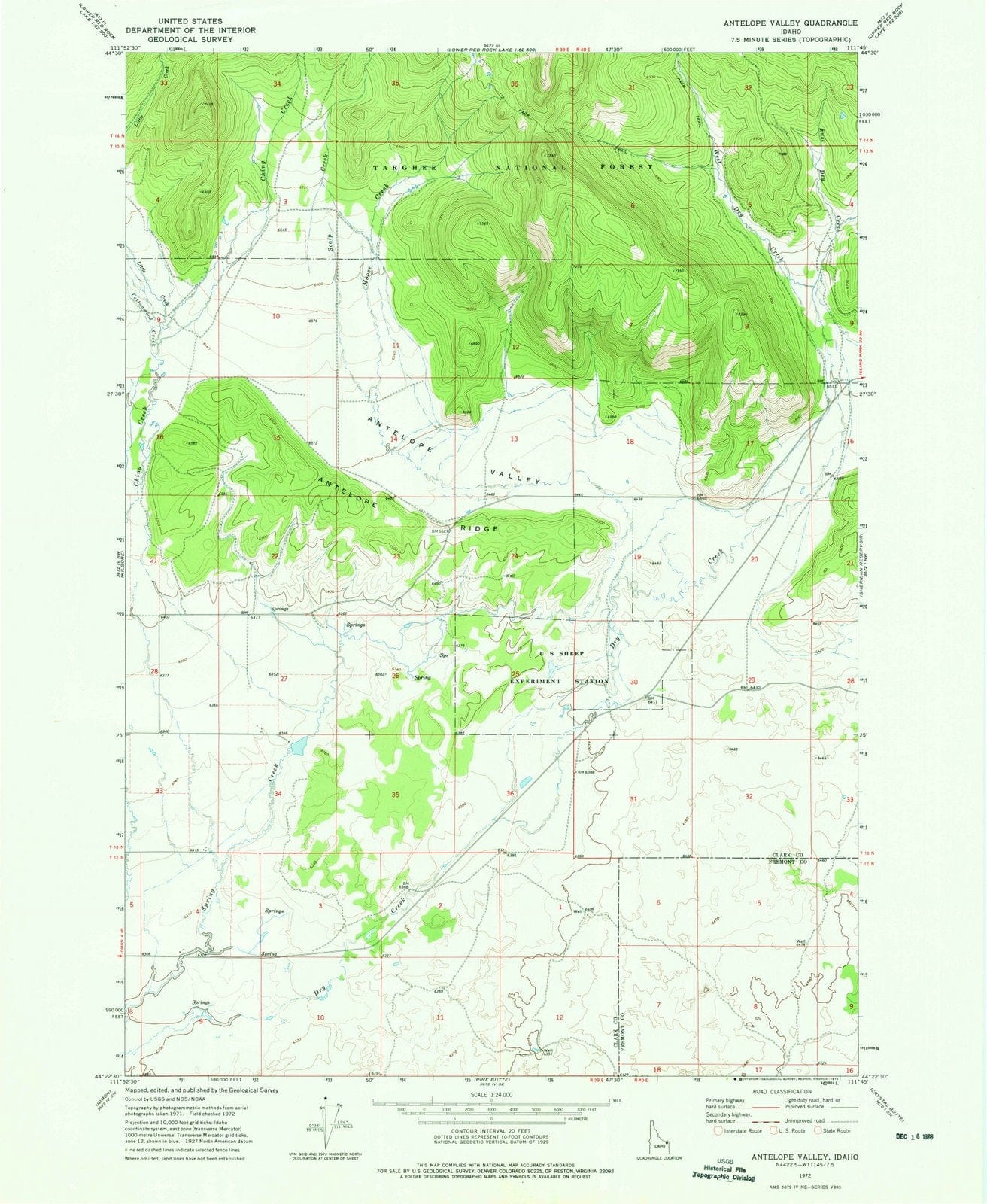 1972 Antelope Valley, ID - Idaho - USGS Topographic Map