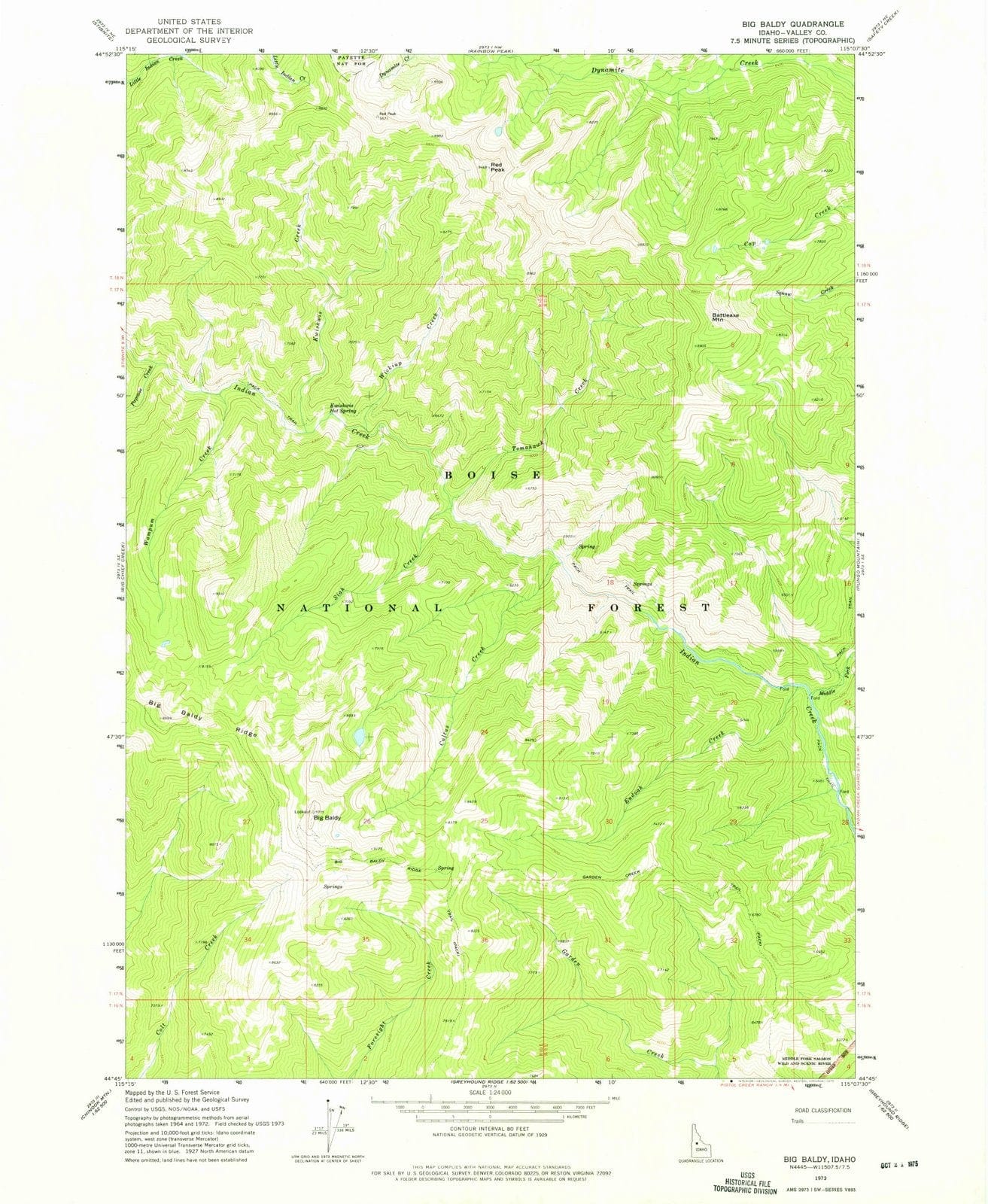 1973 Big Baldy, ID - Idaho - USGS Topographic Map