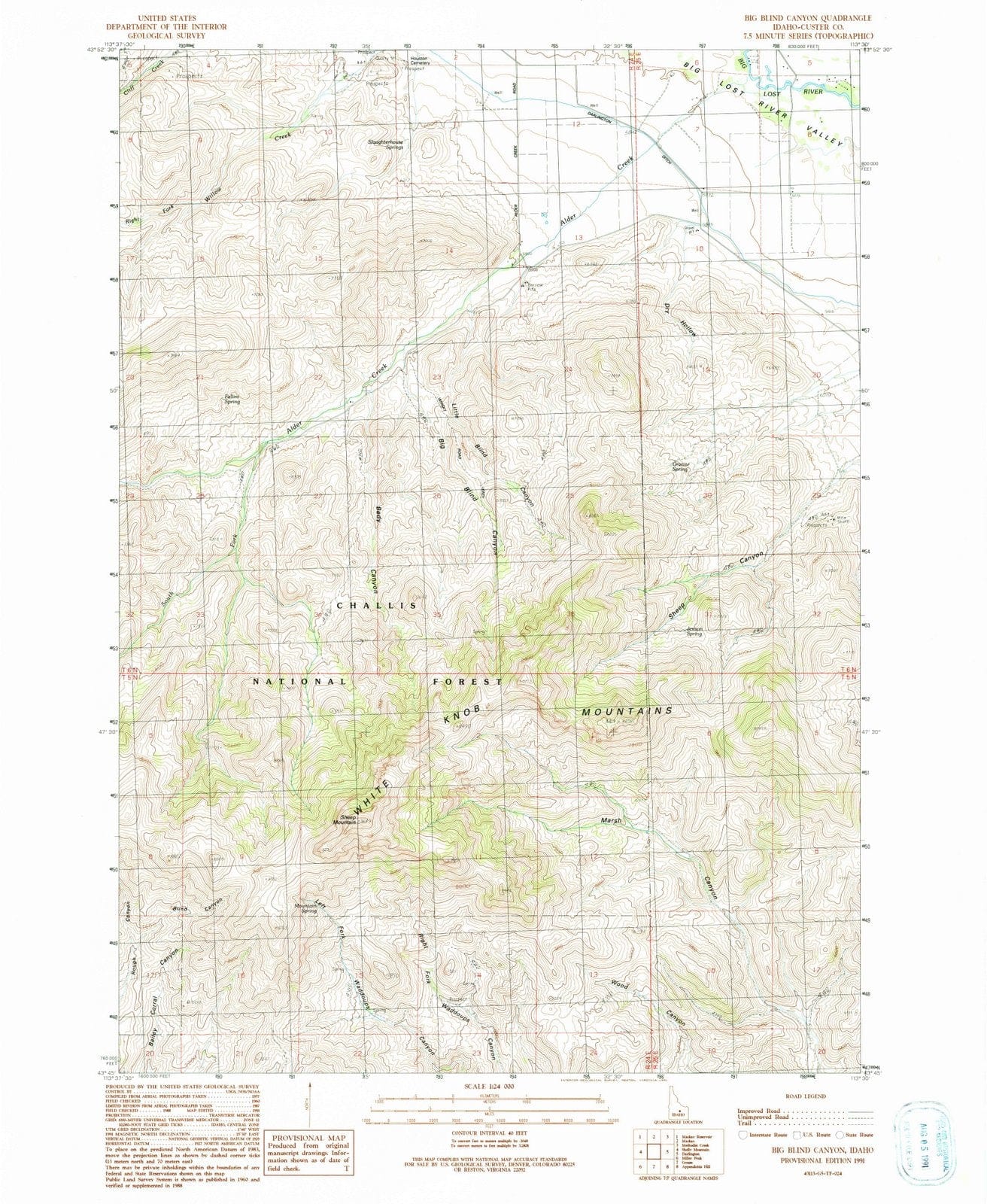 1991 Big Blind Canyon, ID - Idaho - USGS Topographic Map