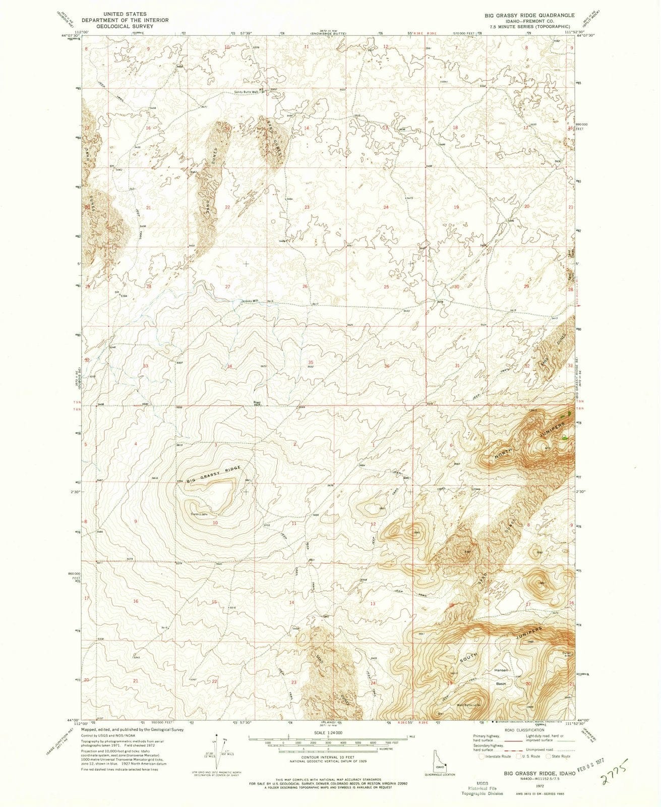 1972 Big Grassy Ridge, ID - Idaho - USGS Topographic Map v2