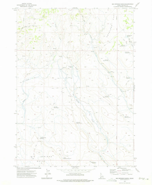1972 Big Springs Ranch, ID - Idaho - USGS Topographic Map