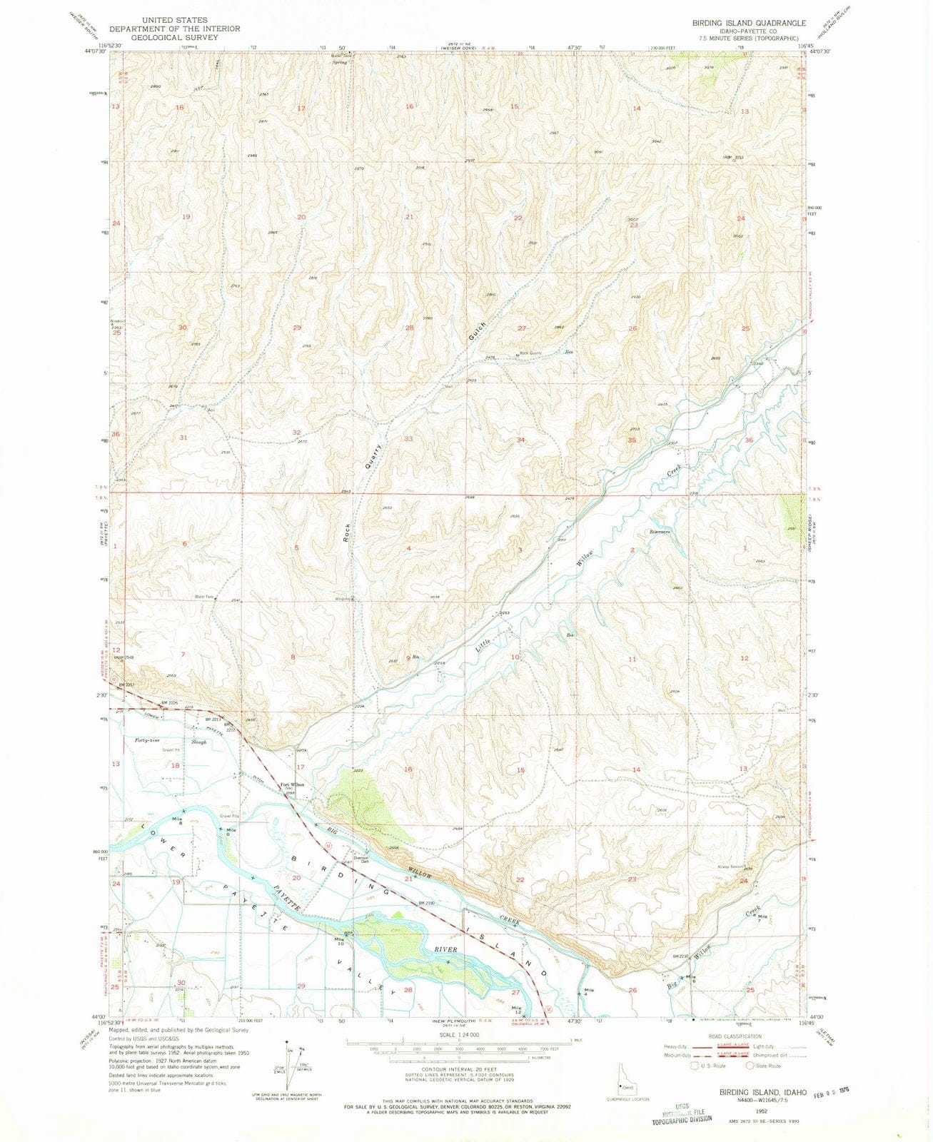 1952 Birding Island, ID - Idaho - USGS Topographic Map