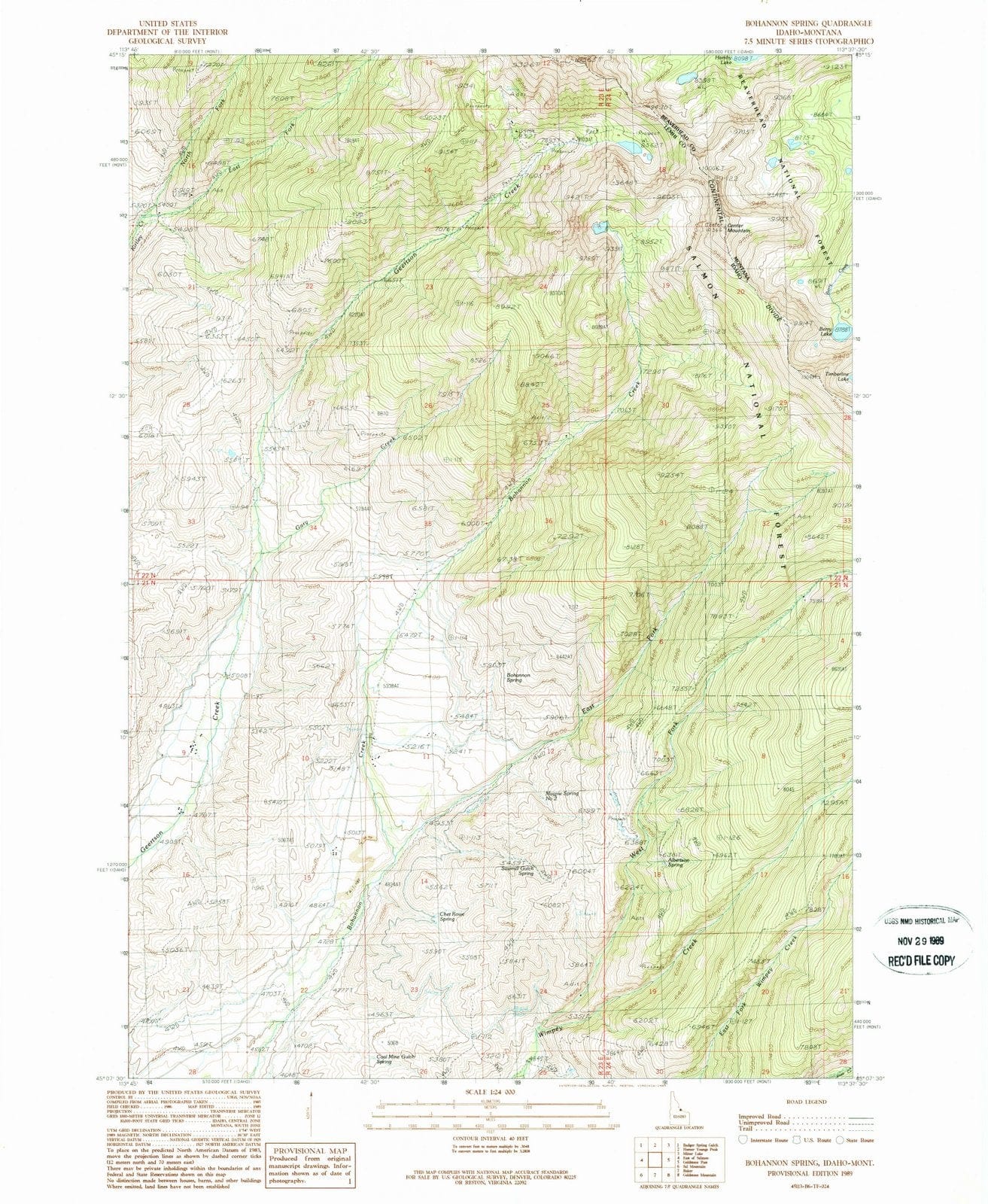 1989 Bohannon Spring, ID - Idaho - USGS Topographic Map