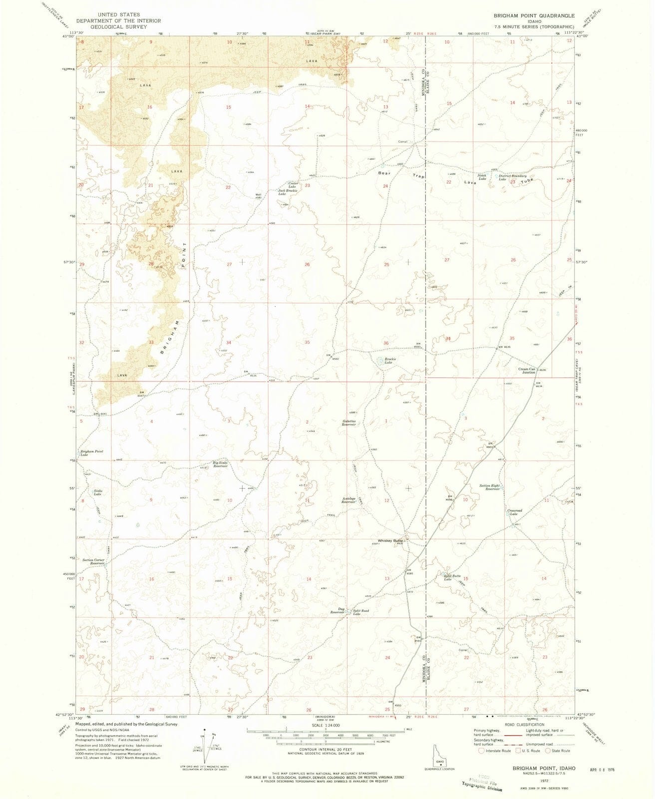 1972 Brigham Point, ID - Idaho - USGS Topographic Map
