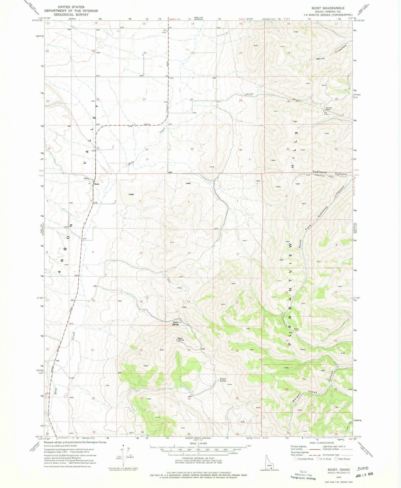 1973 Buist, ID - Idaho - USGS Topographic Map