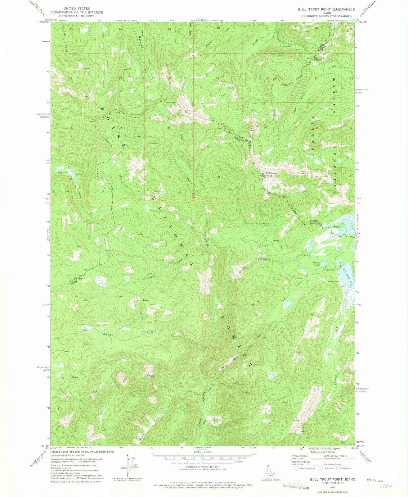 1972 Bull Trout Point, ID - Idaho - USGS Topographic Map