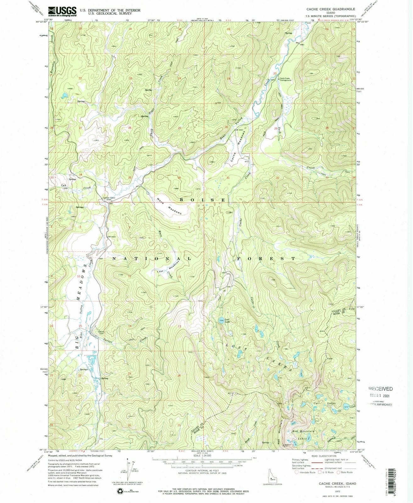 1972 Cache Creek, ID - Idaho - USGS Topographic Map
