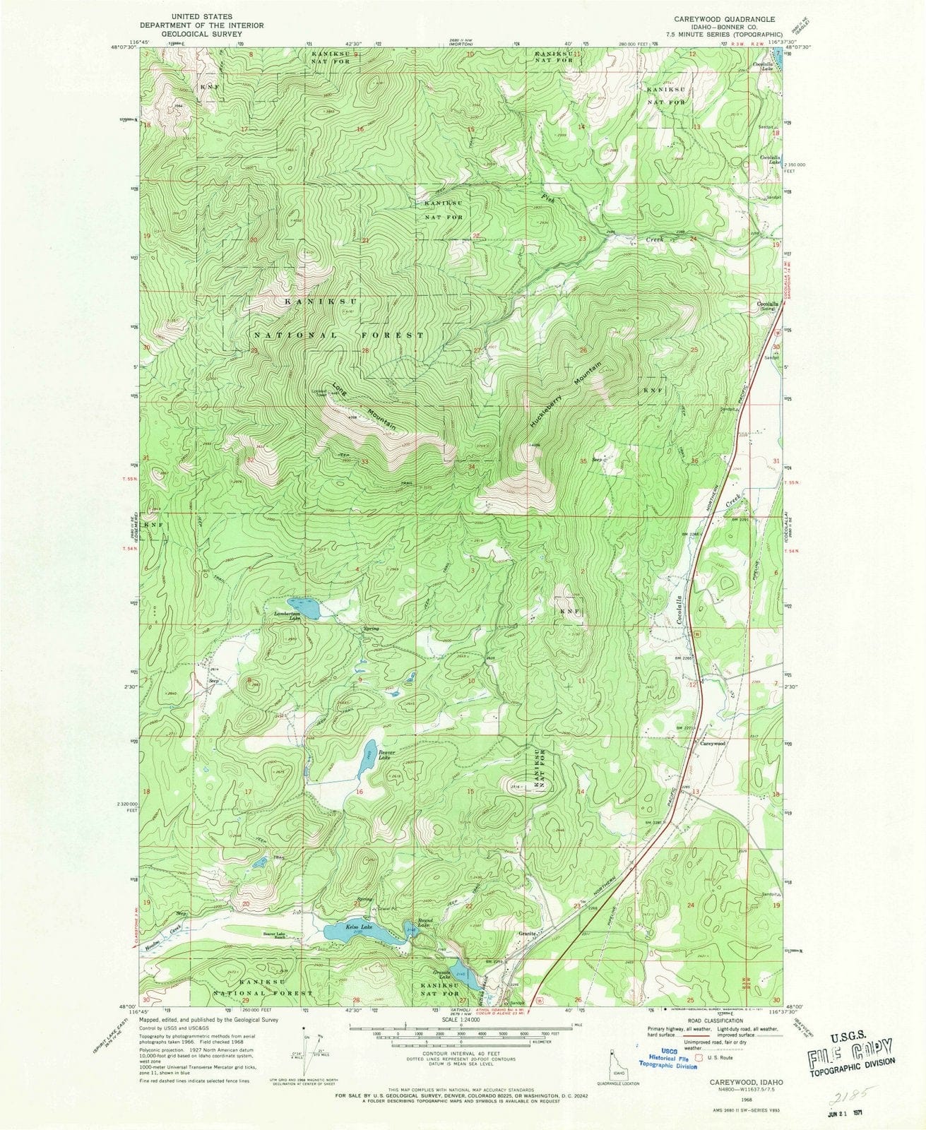 1968 Careywood, ID - Idaho - USGS Topographic Map