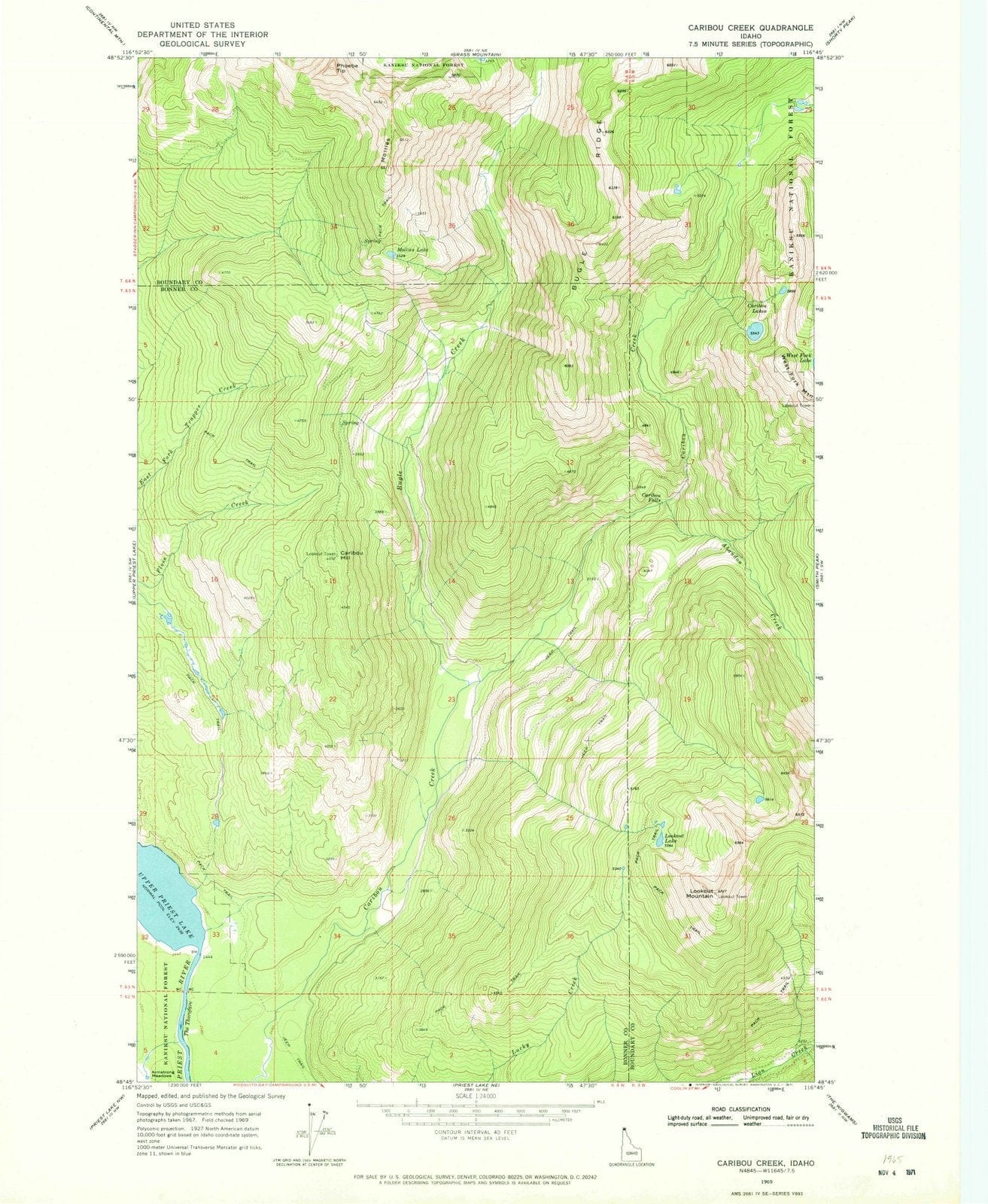 1969 Caribou Creek, ID - Idaho - USGS Topographic Map