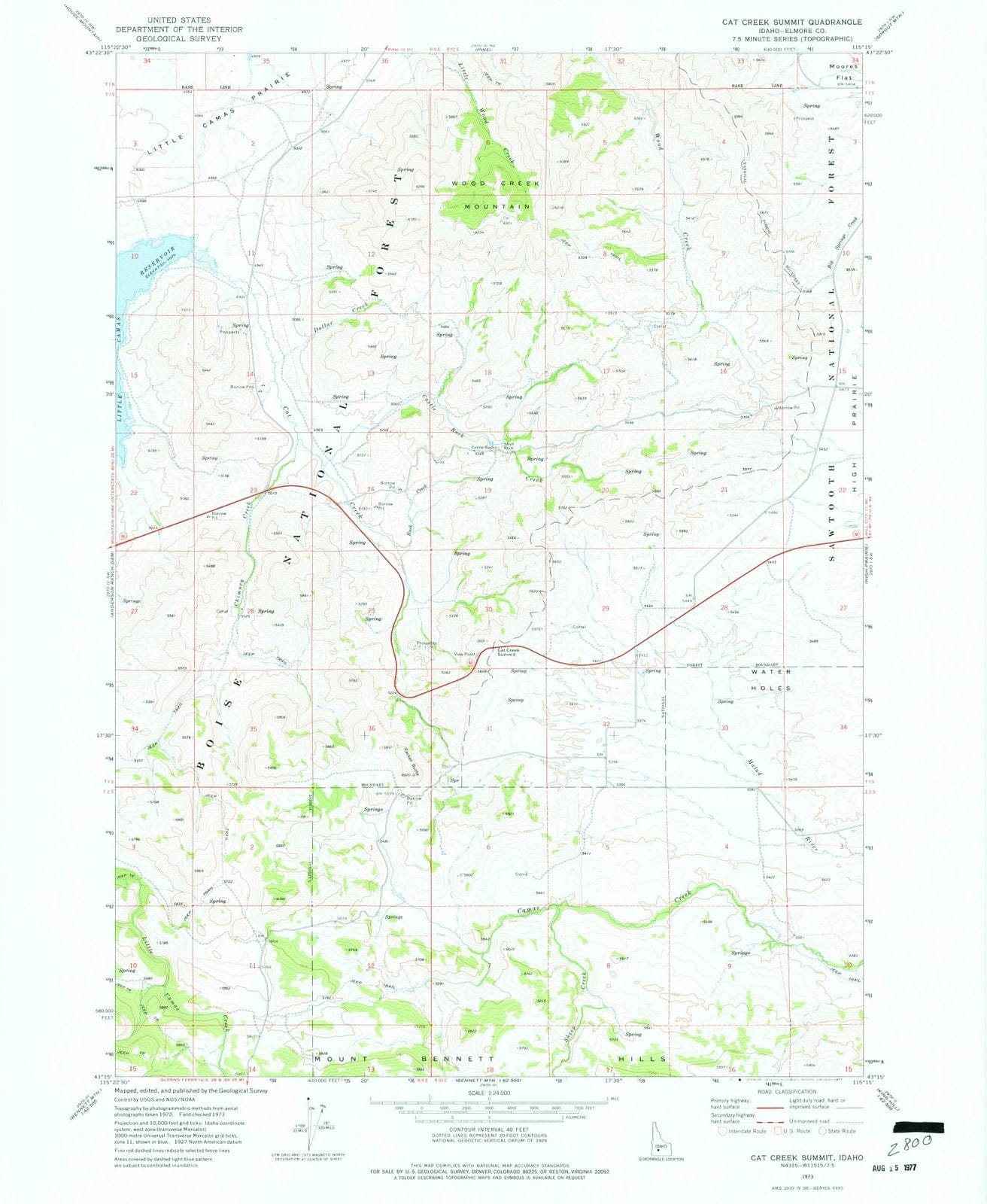 1973 Cat Creek Summit, ID - Idaho - USGS Topographic Map