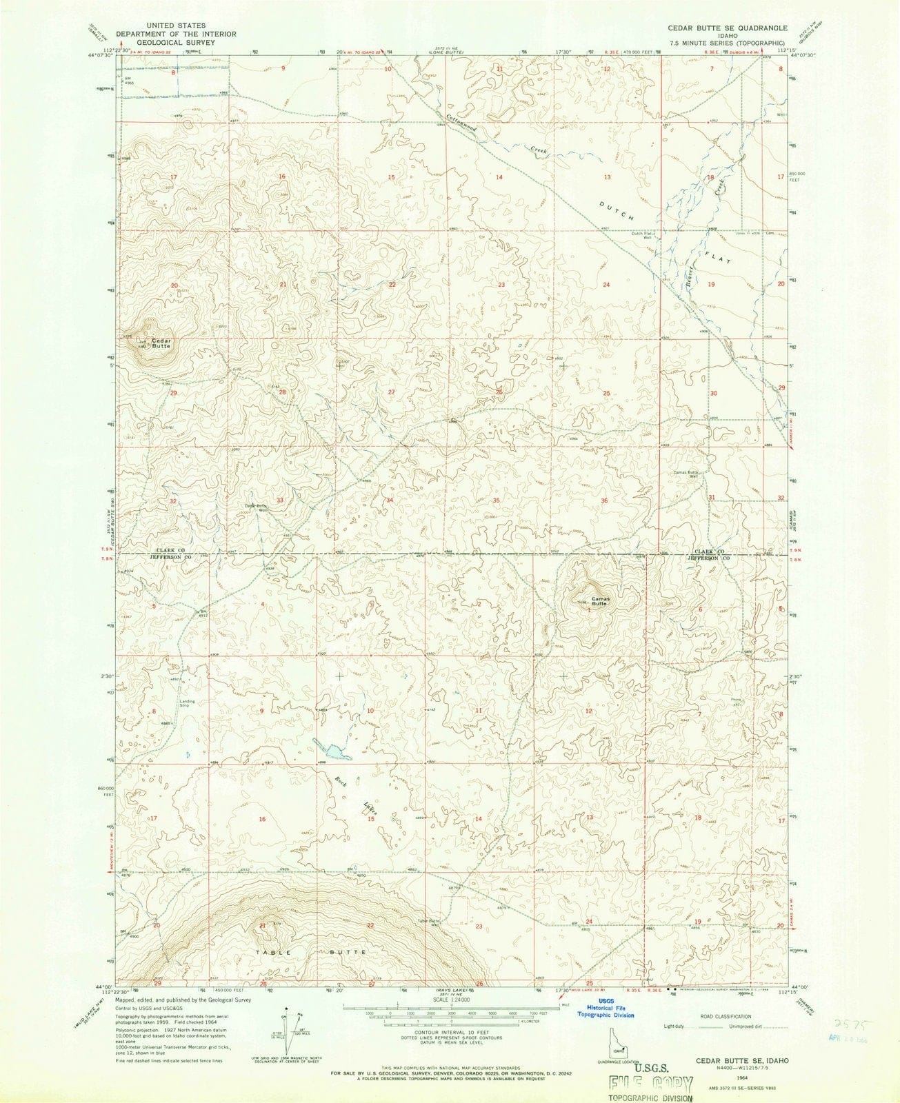 1964 Cedar Butte, ID - Idaho - USGS Topographic Map