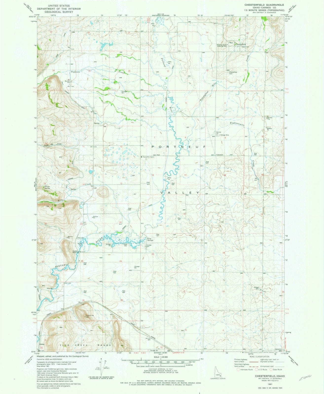 1981 Chesterfield, ID - Idaho - USGS Topographic Map